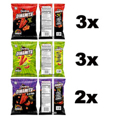 Doritos Dinamitas Xxtra Flamin' Hot And Core Flavors Variety Pack, Rolled Tortilla Chips (Pack of 8)